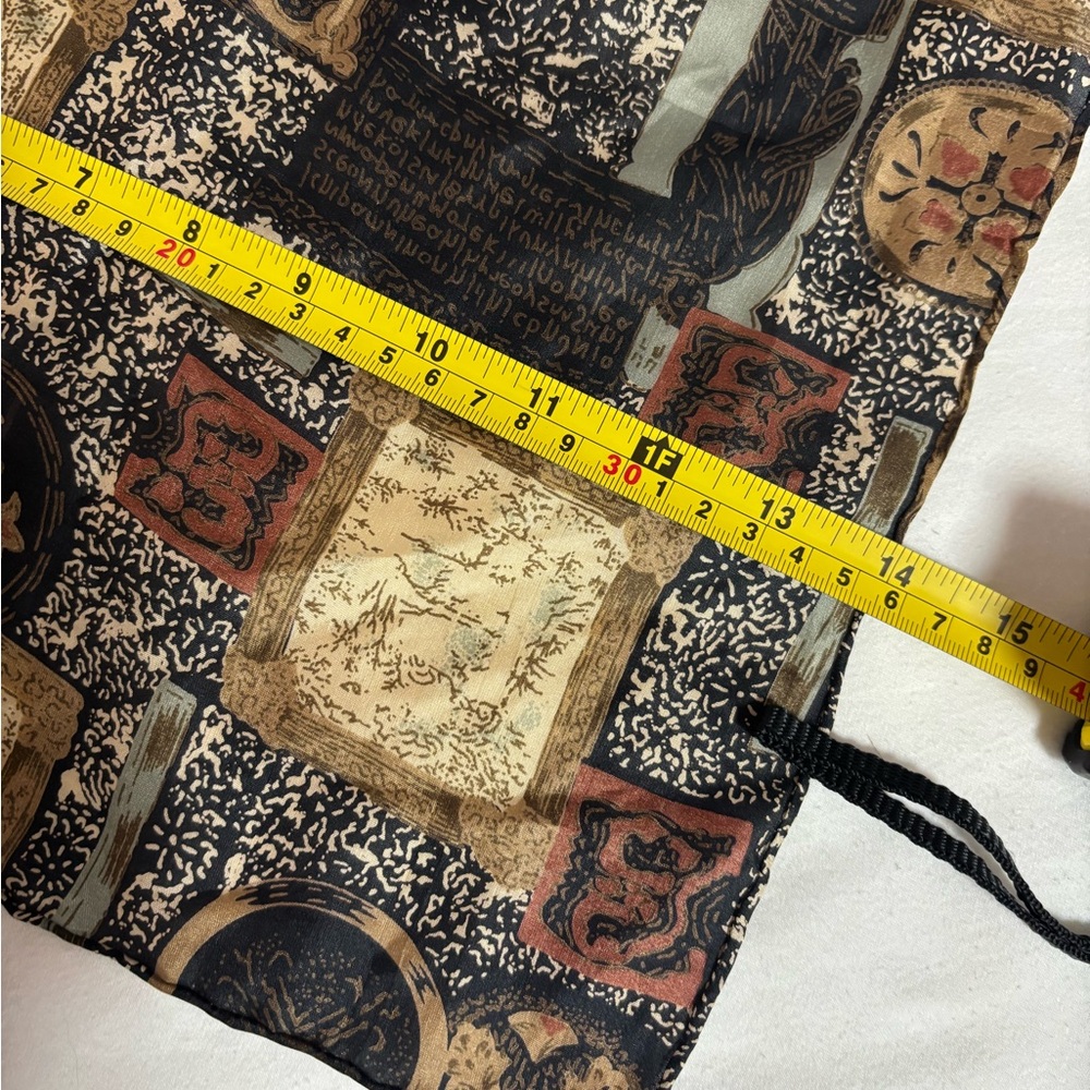 Vintage Black and Brown Artistic silk Scarf - Picture 3 of 5